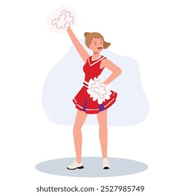 Energetic cheerleader girl in a bright uniform holding pom poms. Ideal for Fun and Sporty Projects.