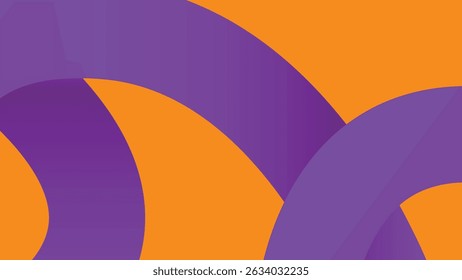 Energetic composition with bold purple arcs flowing across a bright orange surface. Great for graphic design and creative visual projects.