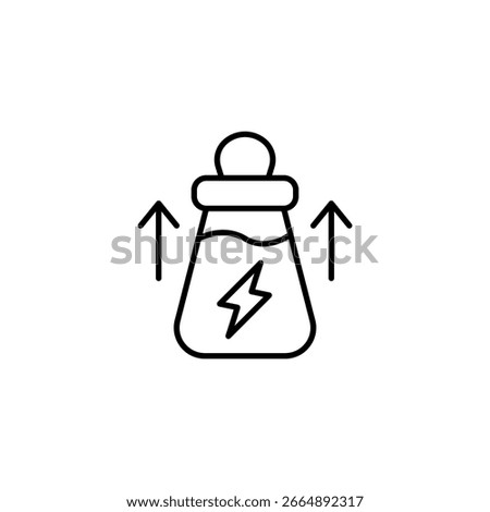 Energetic Conical Vial Outlined With Arrows Symbolizing Upward Power Movement On Transparent Plane