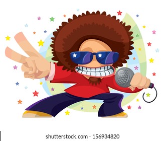 Energetic dj with a microphone