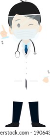 An energetic doctor with a face shield