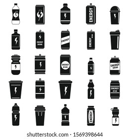 Energetic drink bootle icons set. Simple set of energetic drink bootle vector icons for web design on white background