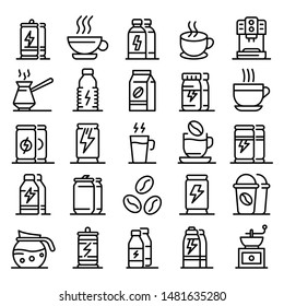 Energetic drink icons set. Outline set of energetic drink vector icons for web design isolated on white background