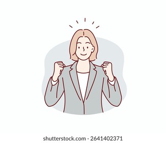 Energetic female Office Worker. Hand drawn style vector design illustrations.
