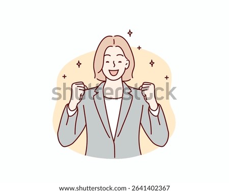 Energetic female Office Worker. Hand drawn style vector design illustrations.