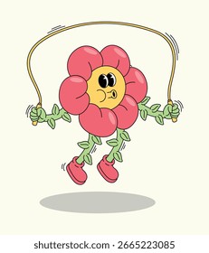Energetic Flower Character Jumping Rope