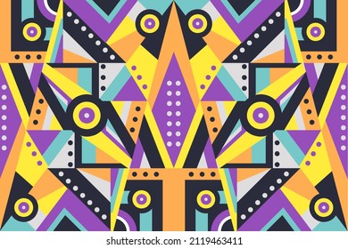 Energetic Geometric Patchwork With Bold Symmetry Pattern