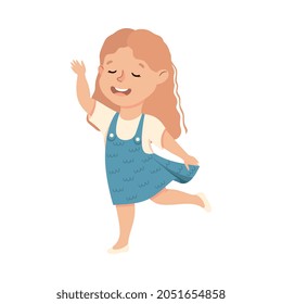 Energetic Girl Dancing Moving to Music Rythm Vector Illustration