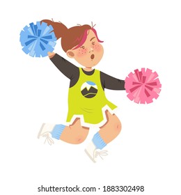 Energetic Girl with Ponytail Performing Dancing Pas Vector Illustration