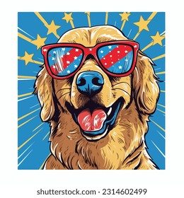 energetisches Goldene Retriever mit Sonnenbrille