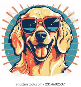 energetisches Goldene Retriever mit Sonnenbrille