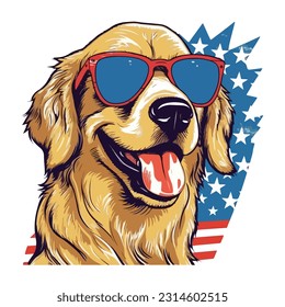 energetisches Goldene Retriever mit Sonnenbrille