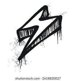 Design de trovão de graffiti energético com tinta preta forte e respingos bagunçados.