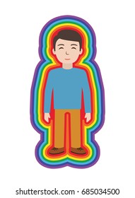 Energetic healing. Man heal himself with energy field. Pranic healing. Alternative medicine concept. Vector illustration.