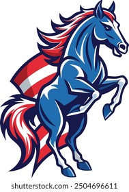 Energetic Horse and American Flag Graphic - Bold T-Shirt Design.