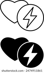 Energetic icons. Black and White Vector Icons. Emotions, Mental Health. Mood Concept