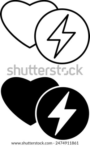 Energetic icons. Black and White Vector Icons. Emotions, Mental Health. Mood Concept