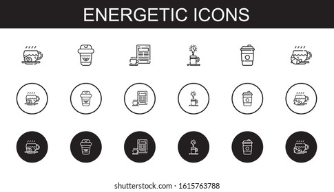 energetic icons set. Collection of energetic with coffee. Editable and scalable energetic icons.