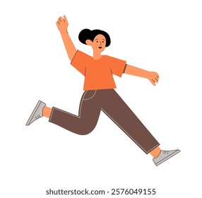 Energetic Jumping young woman Vector Capturing Freedom and enthusiasm in Motion