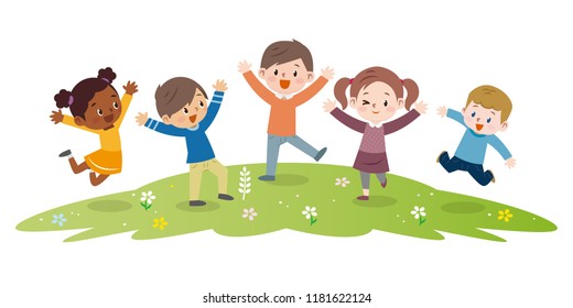 Energetic kids to jump