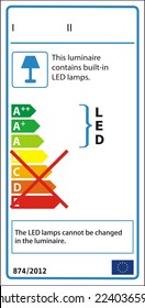 Energetic label for luminaire containing only non-replaceable LED modules.