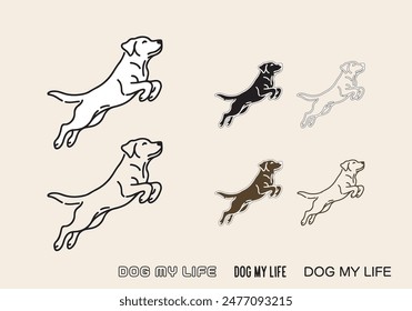 Energetic  Labrador  dog  icon logo 