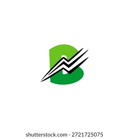 Energetisches B-Logo mit integriertem Blitzlichtelement. Professionelles Vektordesign für Fitness-, Sport-, Liefer- und Fast Energy-Marken