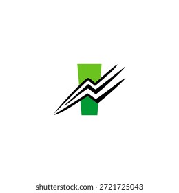 Logotipo energético de la letra i con elemento de relámpago integrado. Diseño de Vector de Profesional para marcas de fitness, deportes, entrega y energía rápida