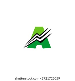Energetischer Buchstabe Ein Logo mit integriertem Blitzlicht. Professionelles Vektordesign für Fitness-, Sport-, Liefer- und Fast Energy-Marken