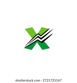 Energetic letter X logo with integrated flash lightning element. Professional vector design for fitness, sports, delivery, and fast energy brands