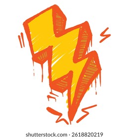 Energetische Lightning Spray kunst, levendige oranje op koel blauwe achtergrond.