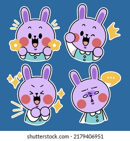 Energetic Little Bunny Expressions Illustration Pack Vector Asset