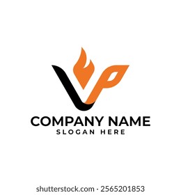 Energetic logo featuring letters "V" and "P" intertwined with a dynamic flame element. The design conveys passion, power, and innovation, for businesses in the energy, technology, or sports sectors.