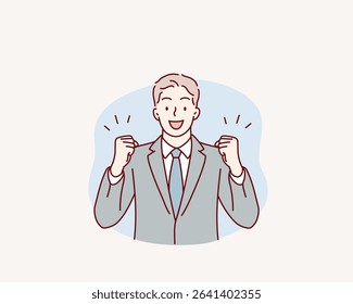 Energetic Male Office Worker. Hand drawn style vector design illustrations.