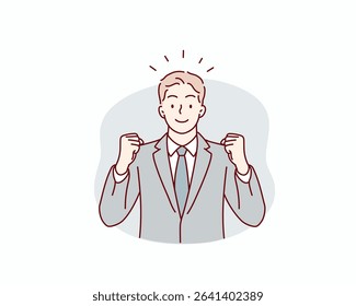 Energetic Male Office Worker. Hand drawn style vector design illustrations.