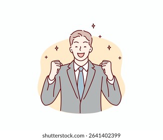 Energetic Male Office Worker. Hand drawn style vector design illustrations.