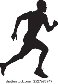 Energetic Male Running Silhouette in Vector Design