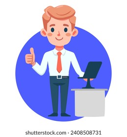 Energetic Man Demonstrating Sales Expertise