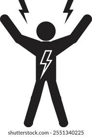 Energetic man icon. Icon of activity, strength and high energy. Vector illustration