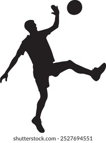 Energetic man playing volleyball silhouette vector style in white background