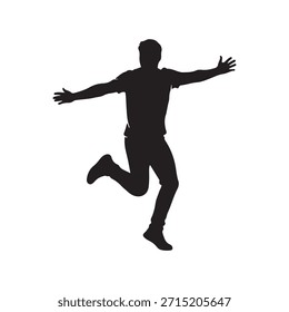 Energetic man silhouette vector flat illustration on white background