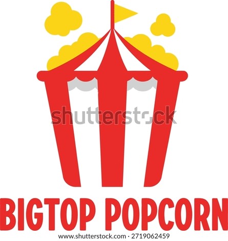 Energetic Minimalist Bigtop Popcorn circus tent illustration on white background vector illustration 