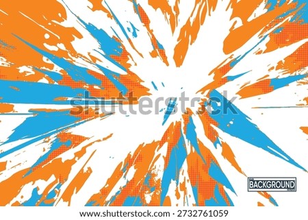 Energetic Orange and Blue Radial Splatter Burst