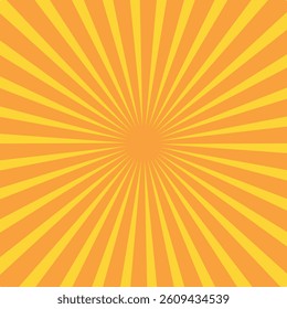 Energetic orange and yellow sunburst with radiating rays. Perfect for retro pop art, comic design, upbeat posters, and summer-themed graphics.