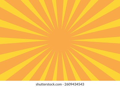 Energetic orange and yellow sunburst with radiating rays. Perfect for retro pop art, comic design, upbeat posters, and summer-themed graphics.