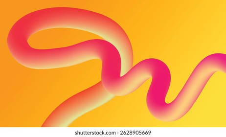 Energetic pink-to-red 3D tube twists across a vibrant orange background. Eye-catching design for digital use in modern visual content.