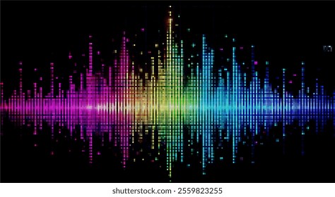 Energetic rhythm in pixels: sound equalizer as a visual representation of a musical composition.