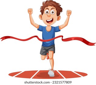 Energetic Runner Man Crossing the Finish Line illustration