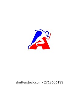Silueta de corredor energético con el alfabeto Un telón de fondo. Ideal para marcas deportivas, identidad de fitness, promociones de atletismo y temas de estilo de vida activo