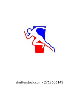 Silueta de corredor energético con el alfabeto en el telón de fondo. Ideal para marcas deportivas, identidad de fitness, promociones de atletismo y temas de estilo de vida activo
